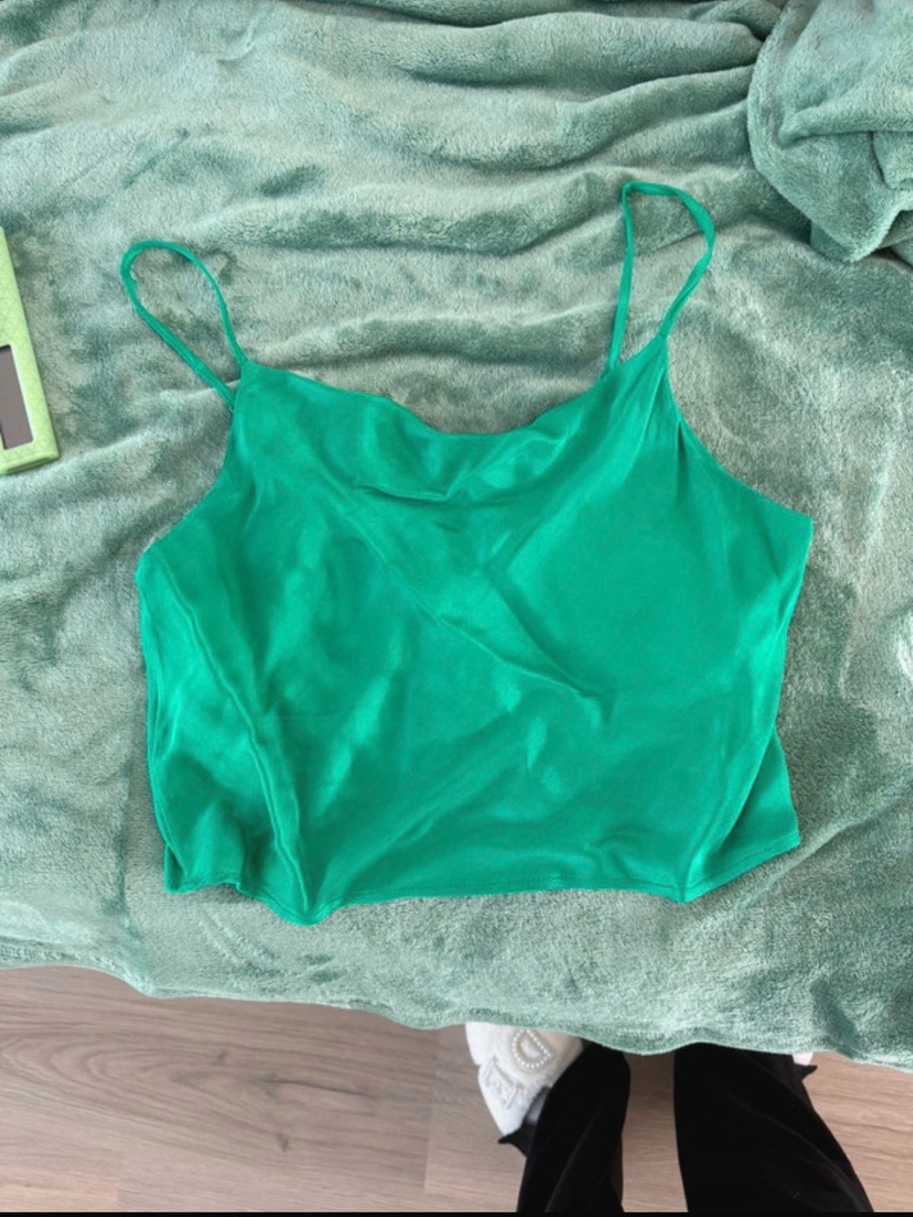 Zara Green Satin Cowl Neck Camisole